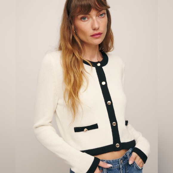 Reformation Cream and Black Cardigan - Picture 1 of 4